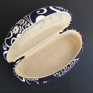 Vera Bradley Navy Blue Twirly Birds Hard Eyeglass Case